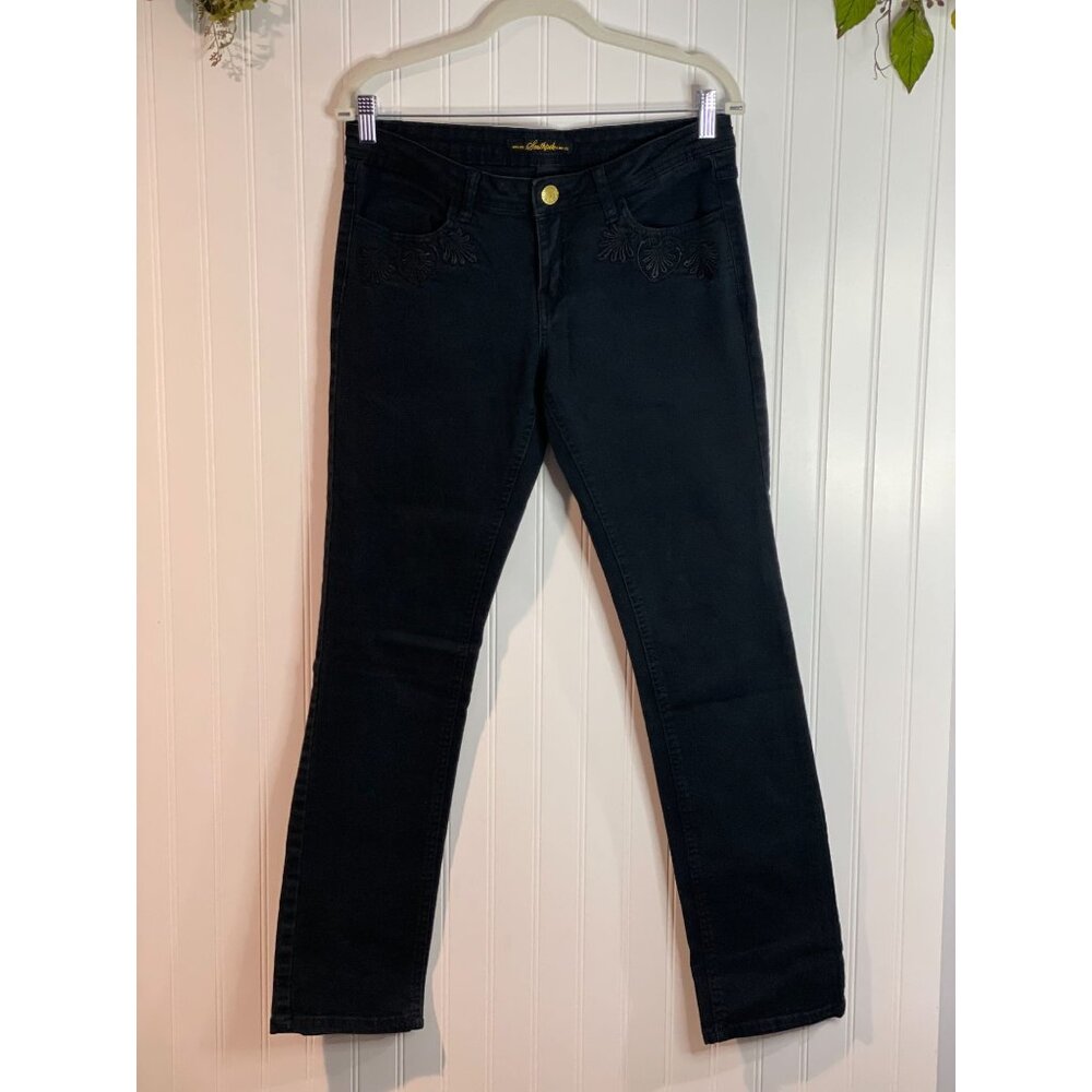 Southpole Womens Embroidered Jeans Size 9 Black Denim 97% Cotton & 3% Lycra